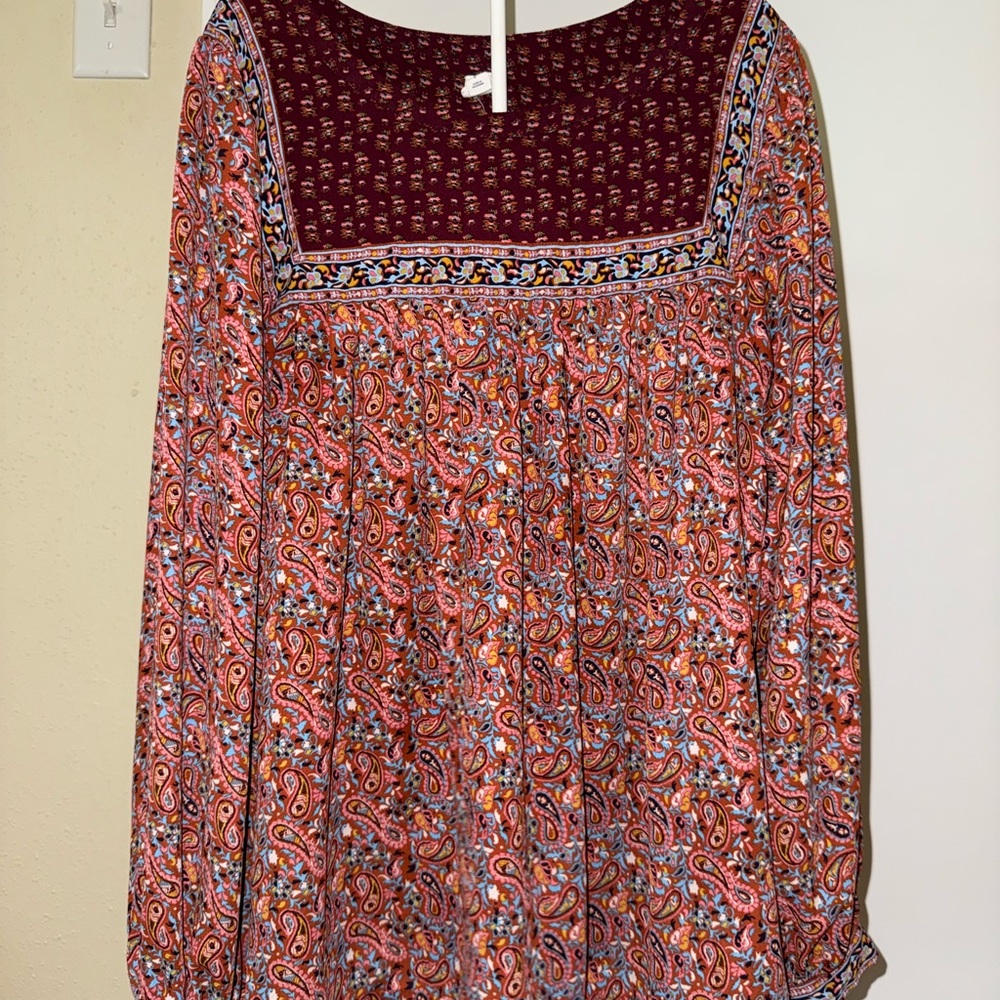 GAP Long Sleeve paisley floral Embellished Blouse
